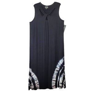 Added Dimensions Catherines 18/20 Maxi Dress Tie Dye Stretch Casual Black NWT